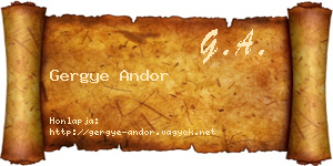 Gergye Andor névjegykártya